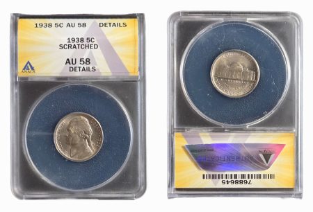 1938 Jefferson Nickel ANACS AU58 Details - Scratched